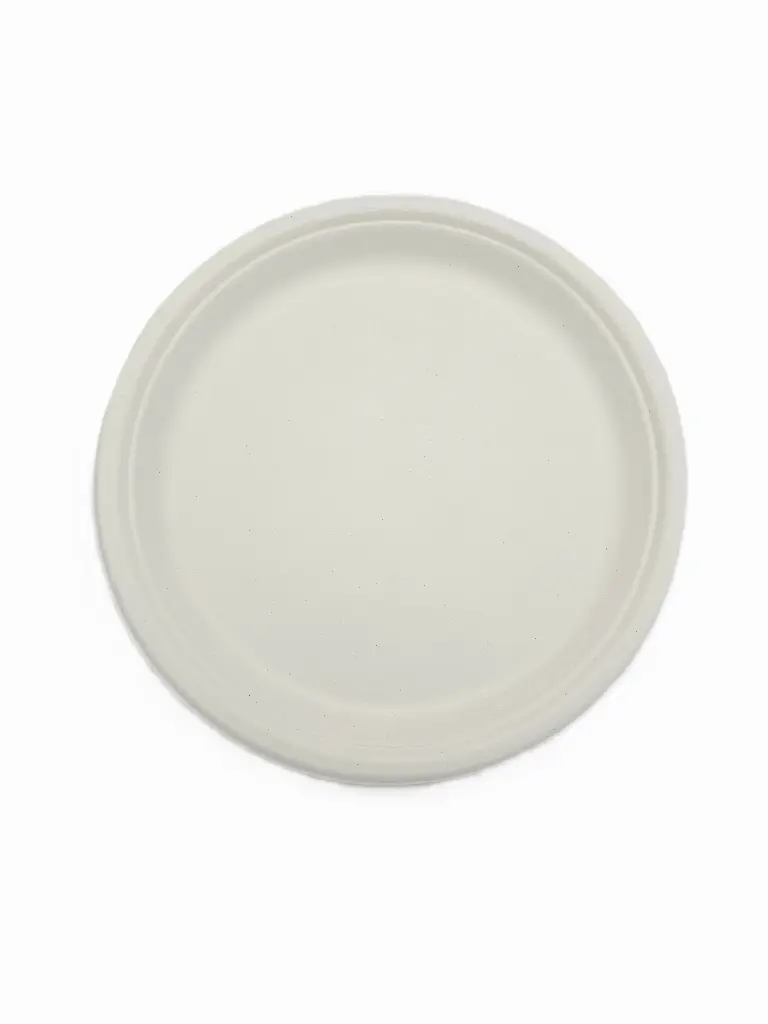 Bagasse plates - 26 cm (round, undivided, white) Pack of 50 