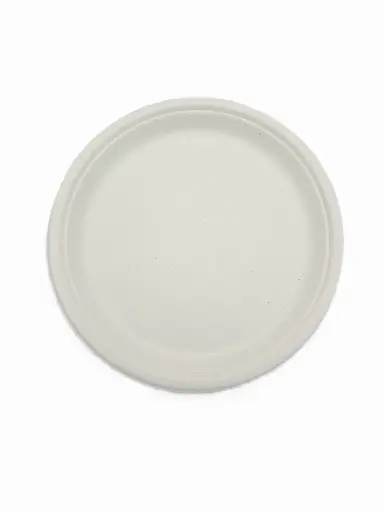 Bagasse plates - 26 cm (round, undivided, white) Pack of 50 